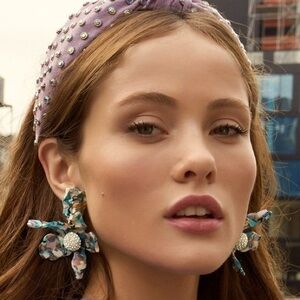 Lele Sadoughi Crystal Lily Earrings Blue